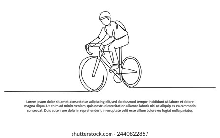 Ilustración vectorial de ciclismo en la carretera. Moderno piso en estilo de línea continua.