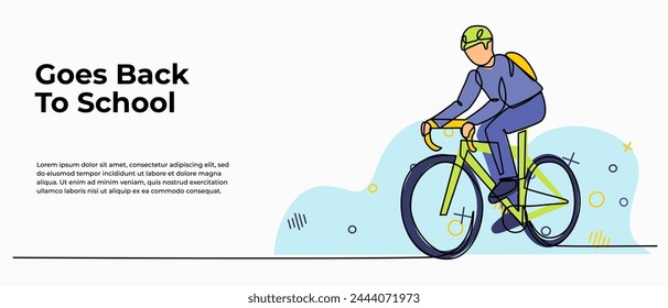 Vector illustration of cycling on the road. Modern flat in continuous line style.