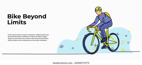 Vector illustration of cycling on the road. Modern flat in continuous line style.