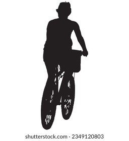 Vector illustration cycling woman silhouette isolated on white background