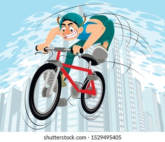 Vector illustration of a cyclist in a jump