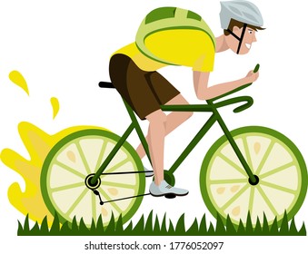 Vektorgrafik. Radfahrer auf dem 
Zitronenrad