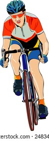 vector illustration of  cyclist on white background