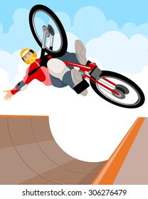 Vector illustration of a cyclist performs a trick