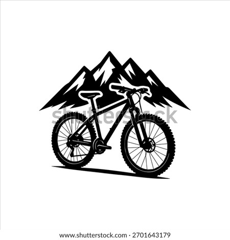 Vector illustration of a cyclist riding on mountain terrain, symbolizing adventure, endurance, and extreme sports.
