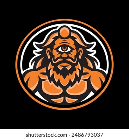 Vector illustration of cyclops monster face logo with one eye