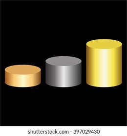 Vector illustration of Cylinders on a black background