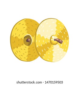 Vector illustration of cymbalss. Classical musical instruments. Warm colors. Isolated objects. White background