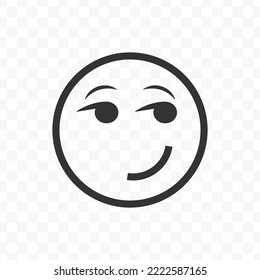 Vector illustration of cynical face emoticons. icon in dark color for website design .Simple design on transparent background (PNG).