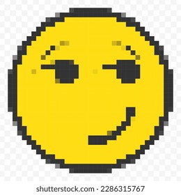 Vektorgrafik von zynischen Gesichtsemoticons in einem Pixel Art 8 Bit Videospiel Stil. Einfaches Design auf transparentem Hintergrund (PNG).