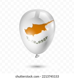 Vector illustration of Cyprus country flag balloon on transparent background (PNG). Flying flag balloons for Independence Day celebrations.