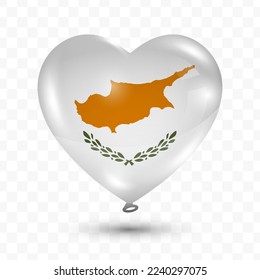 Vector illustration of a Cyprus country love balloon on transparent background (PNG). Flying love balloons for Independence Day celebration.