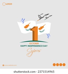 Vector illustration of Cyprus Independence Day social media feed template