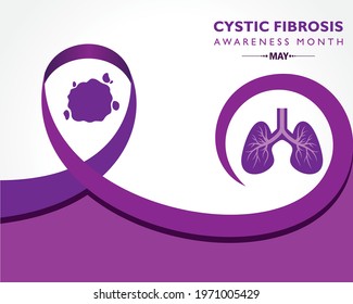  Vector Illustration of Cystic Fibrosis Awareness Month observed in May. It is a progressive, genetic disease that causes persistent lung infections and limits the ability to breathe over time.