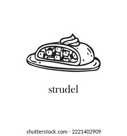 Vector illustration of a Czech dish - strudel. Dishes for Christmas and New Year.