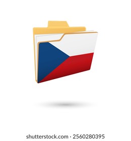 Vector illustration of Czech flag isolated in file folder on white background.
