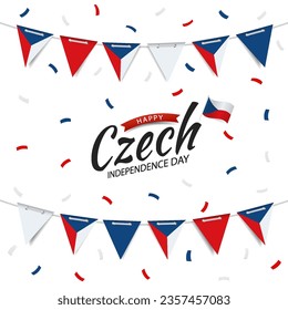 Vector Illustration of  Czech Independence Day. Garland with the flag of Czech on a white background.
