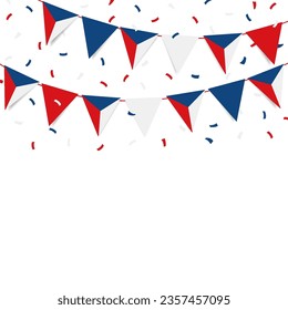 Ilustración vectorial del Día de la Independencia Checa. Garland con la bandera checa en un fondo blanco.
