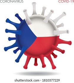 Ilustración vectorial de la forma del virus de la bandera de la República Checa aislada en fondo blanco