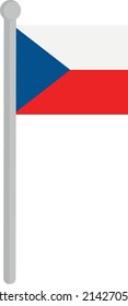 Vector illustration of the czech republic flag on a flagpole