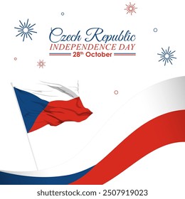 Vector illustration of Czech Republic Independence day social media feed template