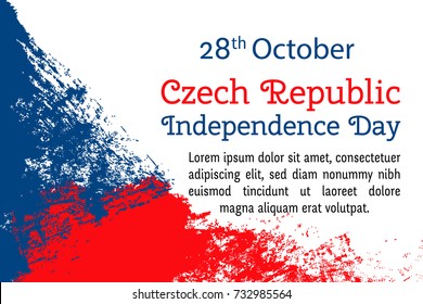 Vector illustration Czech Republic Independence Day, flag in trendy grunge style. 28 October design template for poster, banner, flayer, greeting,invitation card. Independence day .