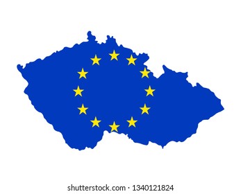 vector illustration of Czech Republic map with European Union flag 