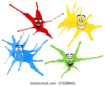 vector illustration of dabs of paint with emotional faces