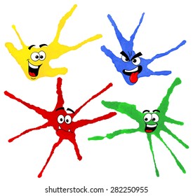 vector illustration of dabs of paint with emotional faces