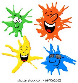 vector illustration of dabs of paint with emotional faces