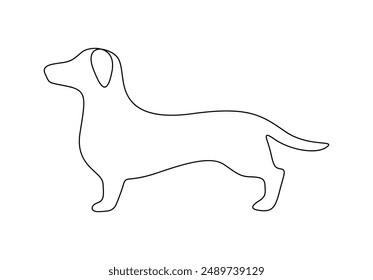 Vector illustration of dachshund dog continuous one line drawing