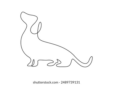 Vector illustration of dachshund dog continuous one line drawing