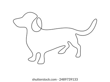 Vector illustration of dachshund dog continuous one line drawing