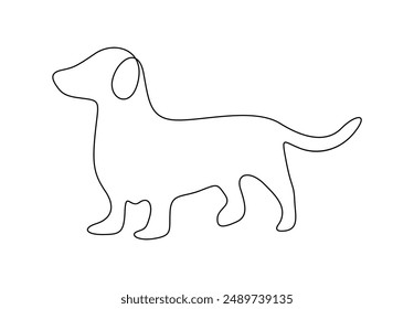 Vector illustration of dachshund dog continuous one line drawing