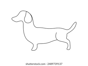 Vector illustration of dachshund dog continuous one line drawing