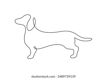 Ilustración vectorial del dibujo continuo de una línea de perro dachshund