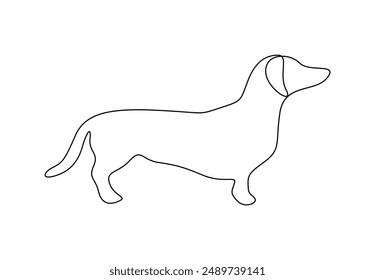 Vector illustration of dachshund dog continuous one line drawing