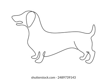 Vector illustration of dachshund dog continuous one line drawing