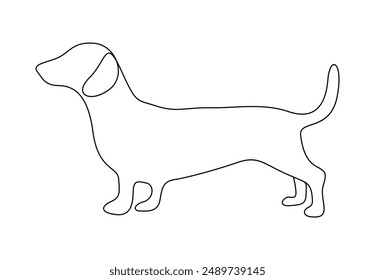 Vector illustration of dachshund dog continuous one line drawing