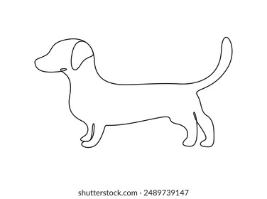 Vector illustration of dachshund dog continuous one line drawing