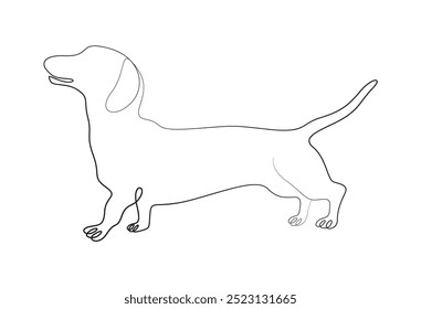 Vector illustration of dachshund dog continuous one line drawing