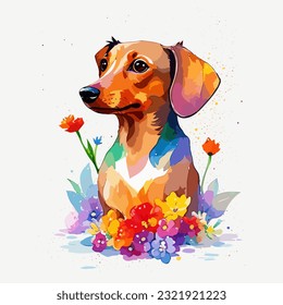 Vector illustration of a Dachshund face