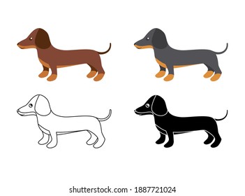 Vector illustration of dachshund for print and web design on a white background