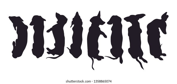 
Vector illustration of a dachshund who lies, drawing silhouette, vector, white background.