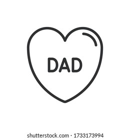 Vector illustration of dad heart love icon or logo with black color and line design style