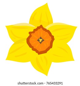 Vector illustration: daffodil, known as daffadowndilly, narcissus or jonquil.  Heraldic flower as the seal of Wales. Daffodil as a symbol of a the feast day of Saint David, the patron saint of Wales.
