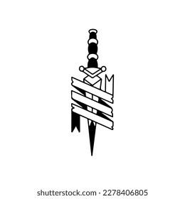 ilustración vectorial del dagger con cinta de concepto