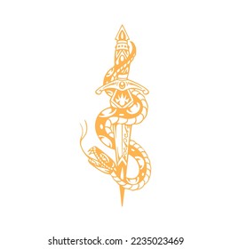 vector illustration of a dagger with a snake