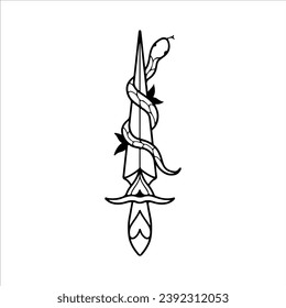 vector illustration of dagger with snake