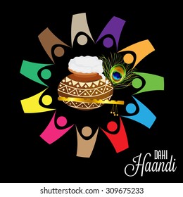 Vector illustration of a dahi haandi for the Indian festival of janamashtmi celebration.